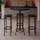 Ver imagem 1 de Conjunto Mesa Bistrô Alabama com 3 Banquetas Alta Kassel Cor Preto - Kmj