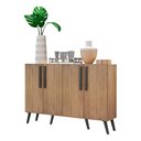Ver imagem 3 de Aparador Buffet 4 Portas com Pés Retrô Viena Multimóveis Rustic/Preto