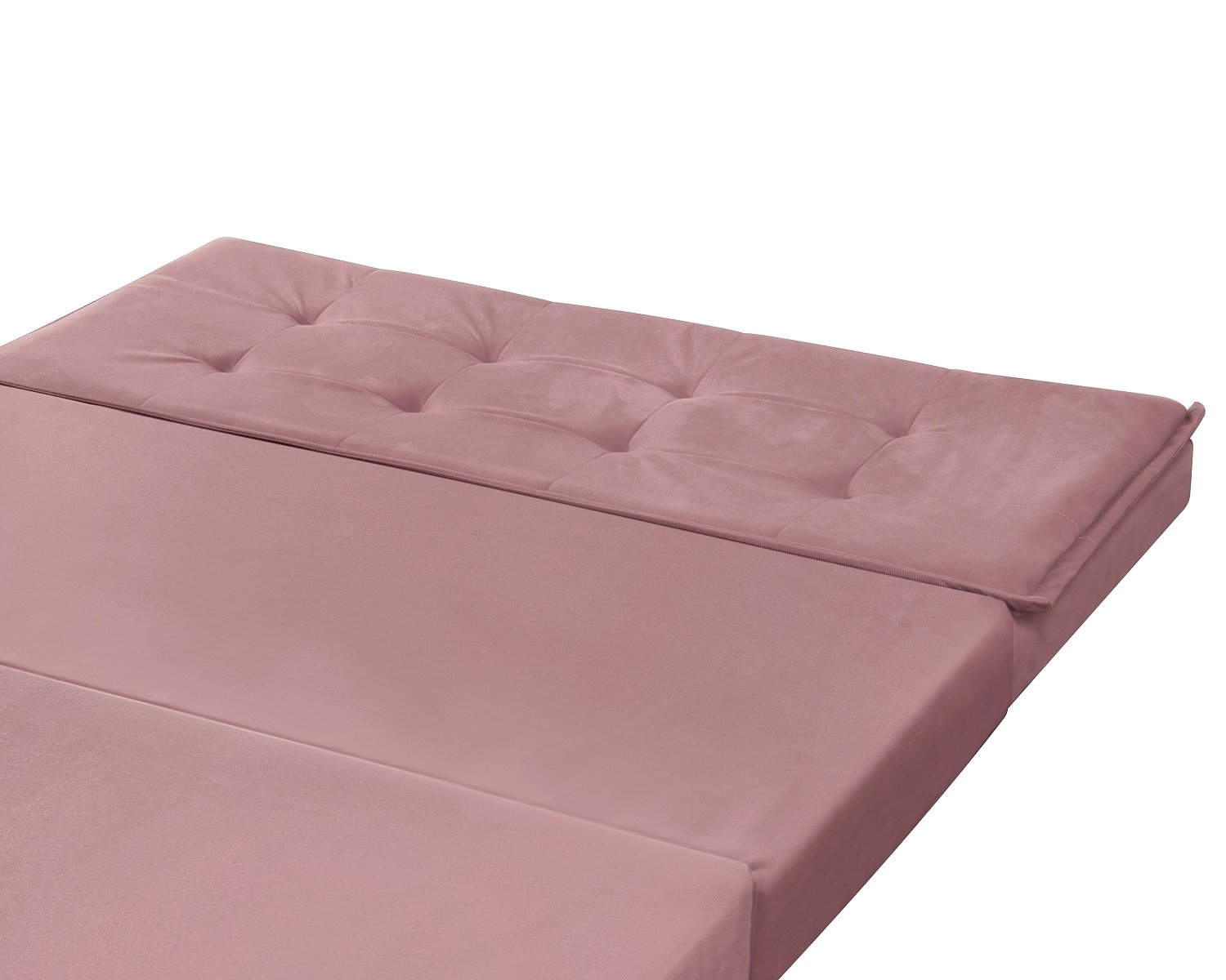 Puff Recamier que Vira Cama Casal Estofado para Quarto:rosa - 4