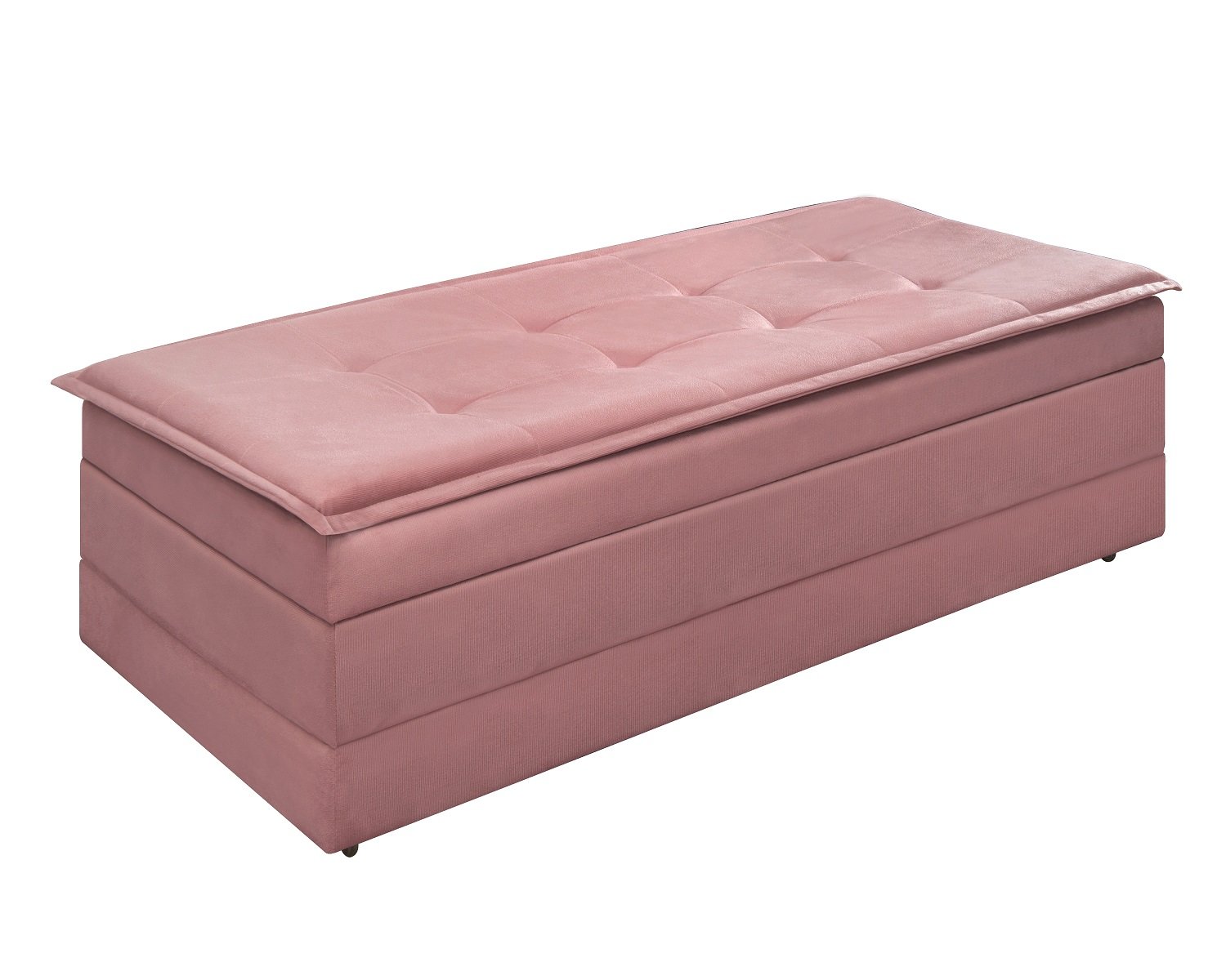 Puff Recamier que Vira Cama Casal Estofado para Quarto:rosa - 2