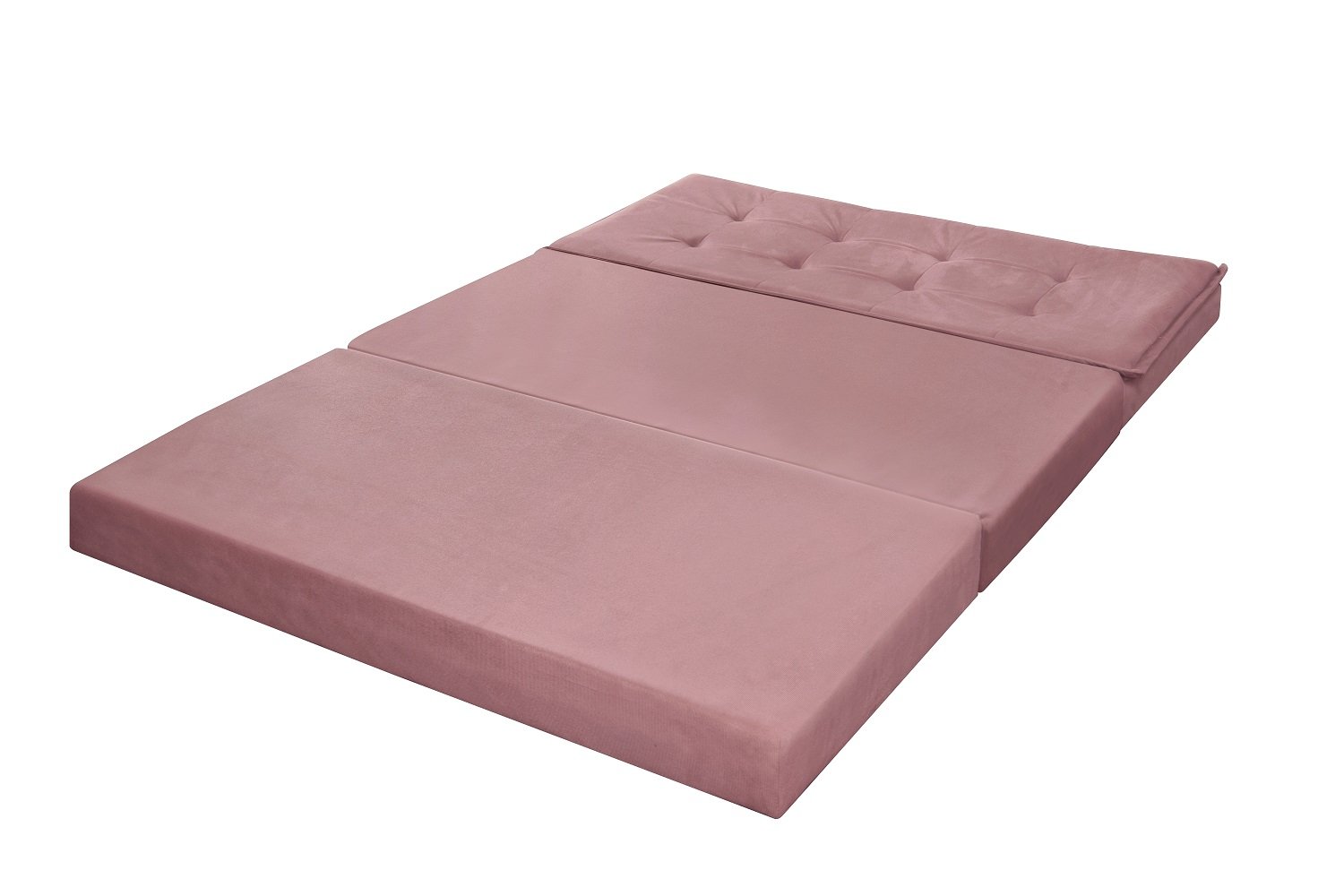 Puff Recamier que Vira Cama Casal Estofado para Quarto:rosa - 5