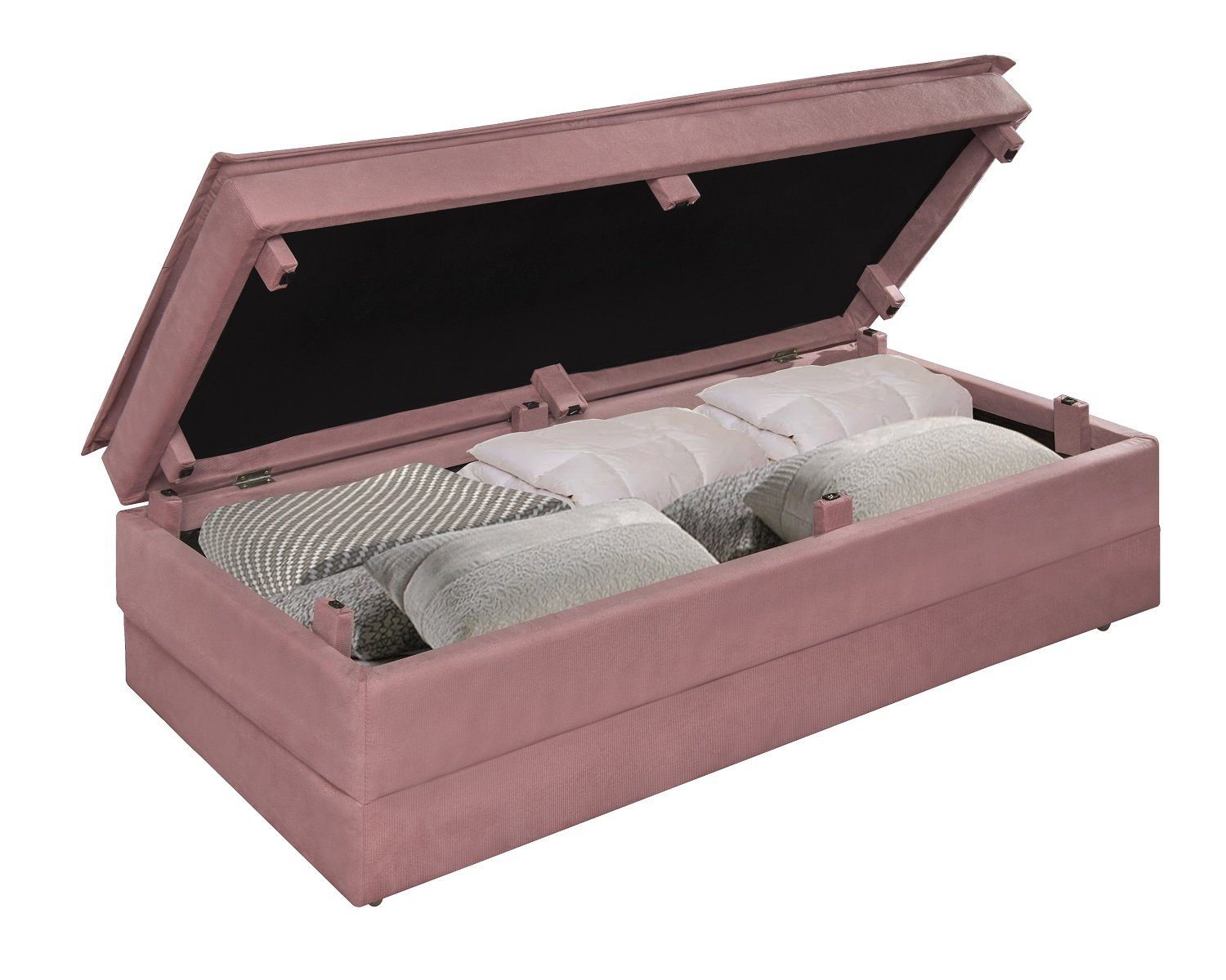 Puff Recamier que Vira Cama Casal Estofado para Quarto:rosa - 3