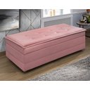 Ver imagem 1 de Puff Recamier Casal Rosa que Vira Cama Colchão Estofado Espuma D23