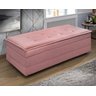 Puff Recamier Casal Rosa que Vira Cama Colchão Estofado Espuma D23 - 1