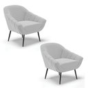Ver imagem 1 de Kit 2 Poltronas Giovana Suede Cinza Pés Palito de Ferro - D'Rossi