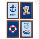 Ver imagem 1 de Kit com 4 Quadros do Tema Ursinho Marinheiro Náutico:Tabaco