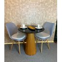 Ver imagem 2 de Mesa de Jantar Cone 60cm Base Madeira Freijó Tampo Laca Preta