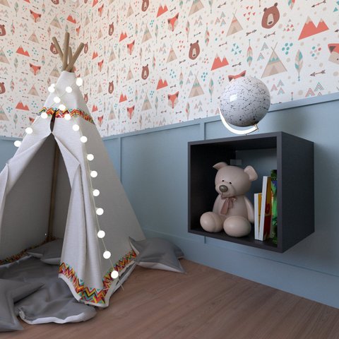Nicho para Quarto Infantil Quadrado 40cm Preto