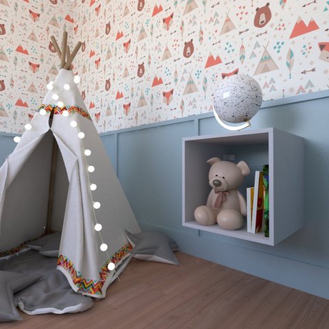 Nicho para Quarto Infantil Quadrado 40cm Cinza/Cristal