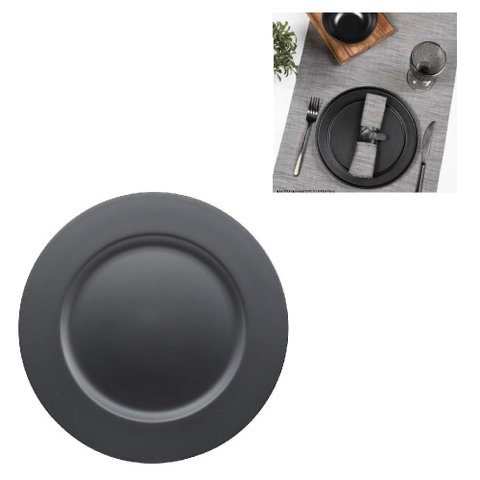 BASE SUPORTE PRATO DE MESA PRETO PRATO BANDEJA EM ACO INOX BUFFET RESTAURANTE REDONDO 33CM