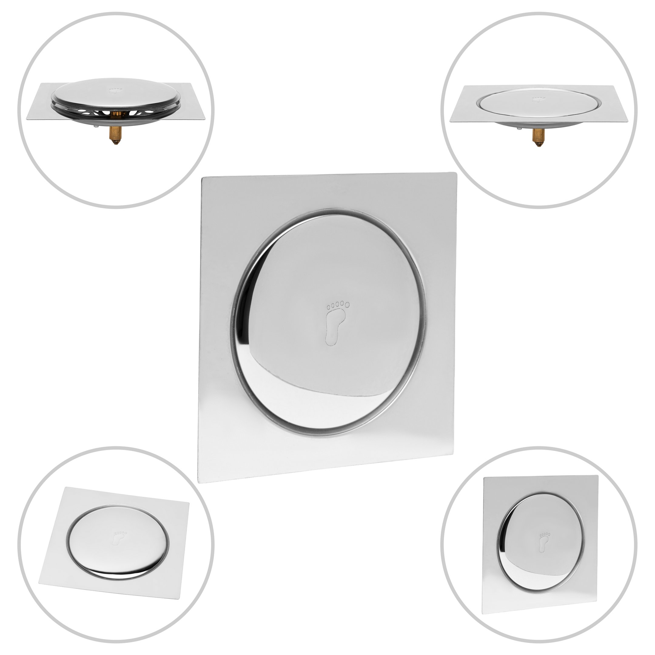 Ralo Inteligente Click 10x10 Quadrado Inox Para Banheiro Veda Cheiro Anti Odor - 1