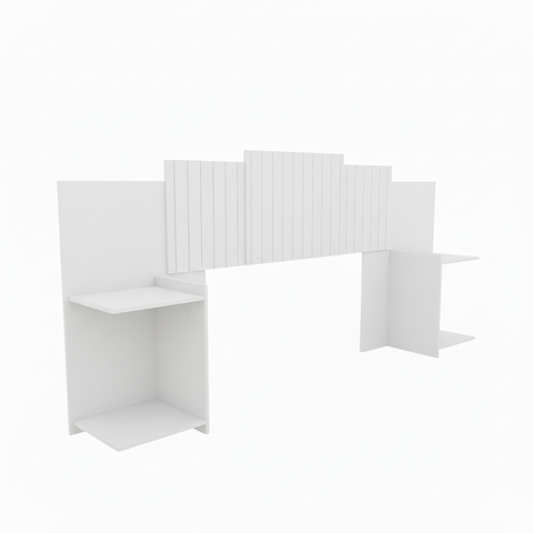Cabeceira Torino Casal Queen 100% MDF Ajustável 2 Mesas de Cabeceiras Integrados - Branco