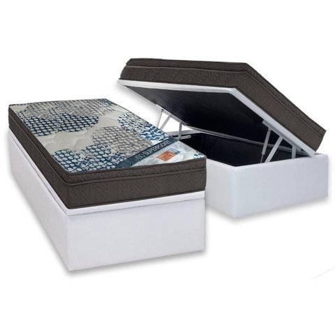 Cama Box Baú Solteiro: Colchão Molas SuperPocket Ensacadas Ortobom Fort Tech ISO + Base CRC Courano