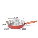 Ver imagem 2 de Frigideira Fundida Alumínio Batido Grosso com Tampa 26cm - Vermelho