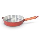 Ver imagem 5 de Frigideira Fundida Alumínio Batido Grosso com Tampa 26cm - Vermelho
