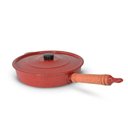 Ver imagem 4 de Frigideira Fundida Alumínio Batido Grosso com Tampa 26cm - Vermelho