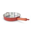 Ver imagem 3 de Frigideira Fundida Alumínio Batido Grosso com Tampa 26cm - Vermelho