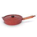 Ver imagem 1 de Frigideira Fundida Alumínio Batido Grosso com Tampa 26cm - Vermelho