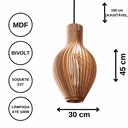 Ver imagem 3 de Luminária Teto tipo Pendente em MDF MALVINAS Completa -:Preta