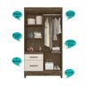 Guarda Roupa Solteiro 4 Portas 2 Gavetas Castanho Wood - Off White Madri - Moval - 6