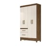 Guarda Roupa Solteiro 4 Portas 2 Gavetas Castanho Wood - Off White Madri - Moval - 7