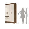 Guarda Roupa Solteiro 4 Portas 2 Gavetas Castanho Wood - Off White Madri - Moval - 4
