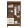 Guarda Roupa Solteiro 4 Portas 2 Gavetas Castanho Wood - Off White Madri - Moval - 2
