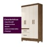 Guarda Roupa Solteiro 4 Portas 2 Gavetas Castanho Wood - Off White Madri - Moval - 3