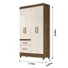 Guarda Roupa Solteiro 4 Portas 2 Gavetas Castanho Wood - Off White Madri - Moval - 5