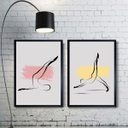 Ver imagem 1 de Kit 2 Quadros Decorativos Pilates - Abstratos 45x34cm - com Vidro:moldura Preta