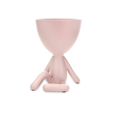 Vaso Decorativo Bob Robert Plant em Poliresina Rosa 14,5x11x12 cm - D’Rossi