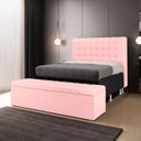 Ver imagem 1 de Cabeceira Rana e Calçadeira Alpha 160 para Cama Queen A-044 Couro Rosa Bebê Aradecor