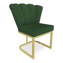 Ver imagem 5 de Kit 02 Poltronas Flor Veludo Verde Base Metálica Industrial Dourado - Pallazio