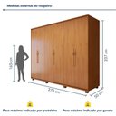 Ver imagem 3 de Guarda-Roupa Casal 6 Portas 6 Gavetas com Pés MDF 270cm Suavitá Amêndoa Clean
