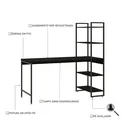 Ver imagem 5 de Escrivaninha Mesa Escritório com Estante Estilo Active 4 Prateleiras 150cm Industrial Yescasa Preto Ônix