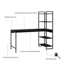 Ver imagem 5 de Escrivaninha Mesa Escritório com Estante Estilo Active 4 Prateleiras 150cm Industrial Yescasa Preto Ônix