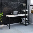 Ver imagem 1 de Escrivaninha Mesa Escritório com Estante Estilo Active 4 Prateleiras 150cm Industrial Yescasa Snow Branco