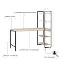 Ver imagem 5 de Escrivaninha Mesa Escritório com Estante Estilo Active 4 Prateleiras 150cm Industrial Yescasa Snow Branco