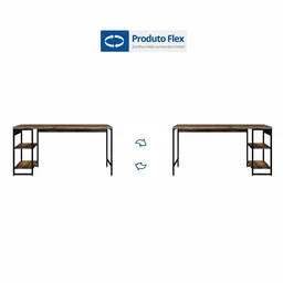 Escrivaninha com Estante Baixa 2 Prateleiras Estilo Industrial 150cm Active Yescasa - 7