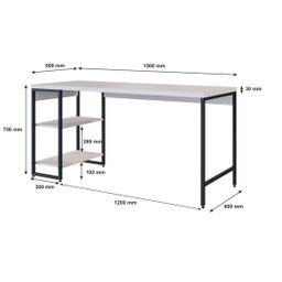 Escrivaninha com Estante Baixa 2 Prateleiras Estilo Industrial 150cm Active Yescasa - 5
