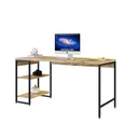 Ver imagem 4 de Escrivaninha Mesa Escritório com Estante Baixa Estilo Active 2 Prateleiras 150cm Industrial Yescasa Carvalho Marrom