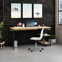 Escrivaninha com Estante Baixa 2 Prateleiras Estilo Industrial 150cm Active Yescasa - 2