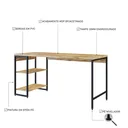 Ver imagem 6 de Escrivaninha Mesa Escritório com Estante Baixa 2 Prateleiras Estilo Industrial 150cm Active Yescasa