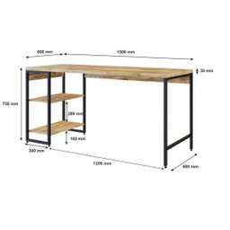 Escrivaninha com Estante Baixa 2 Prateleiras Estilo Industrial 150cm Active Yescasa - 5