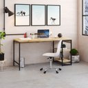 Ver imagem 1 de Escrivaninha Mesa Escritório com Estante Baixa Estilo Active 2 Prateleiras 150cm Industrial Yescasa Carvalho Marrom