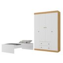 Ver imagem 1 de Jogo de Quarto com Cama Solteiro e Guarda-Roupa 4 Portas 2 Gavetas Lira Multimóveis MP4836