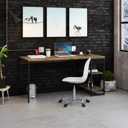 Escrivaninha com Estante Baixa 2 Prateleiras Estilo Industrial 150cm Active Yescasa - 2