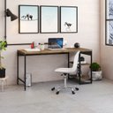 Ver imagem 1 de Escrivaninha Mesa Escritório com Estante Baixa Estilo Active 2 Prateleiras 150cm Industrial Yescasa Carvalho Dark Marrom