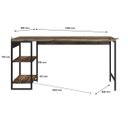 Ver imagem 5 de Escrivaninha Mesa Escritório com Estante Baixa Estilo Active 2 Prateleiras 150cm Industrial Yescasa Carvalho Dark Marrom