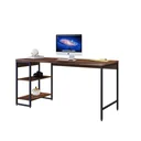 Ver imagem 4 de Escrivaninha Mesa Escritório com Estante Baixa Estilo Active 2 Prateleiras 150cm Industrial Yescasa Nogal Marrom